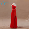 Chiffon- Pleat-Schärpe-Bogen-rotes Brautjunfer-Kleid-Großverkauf